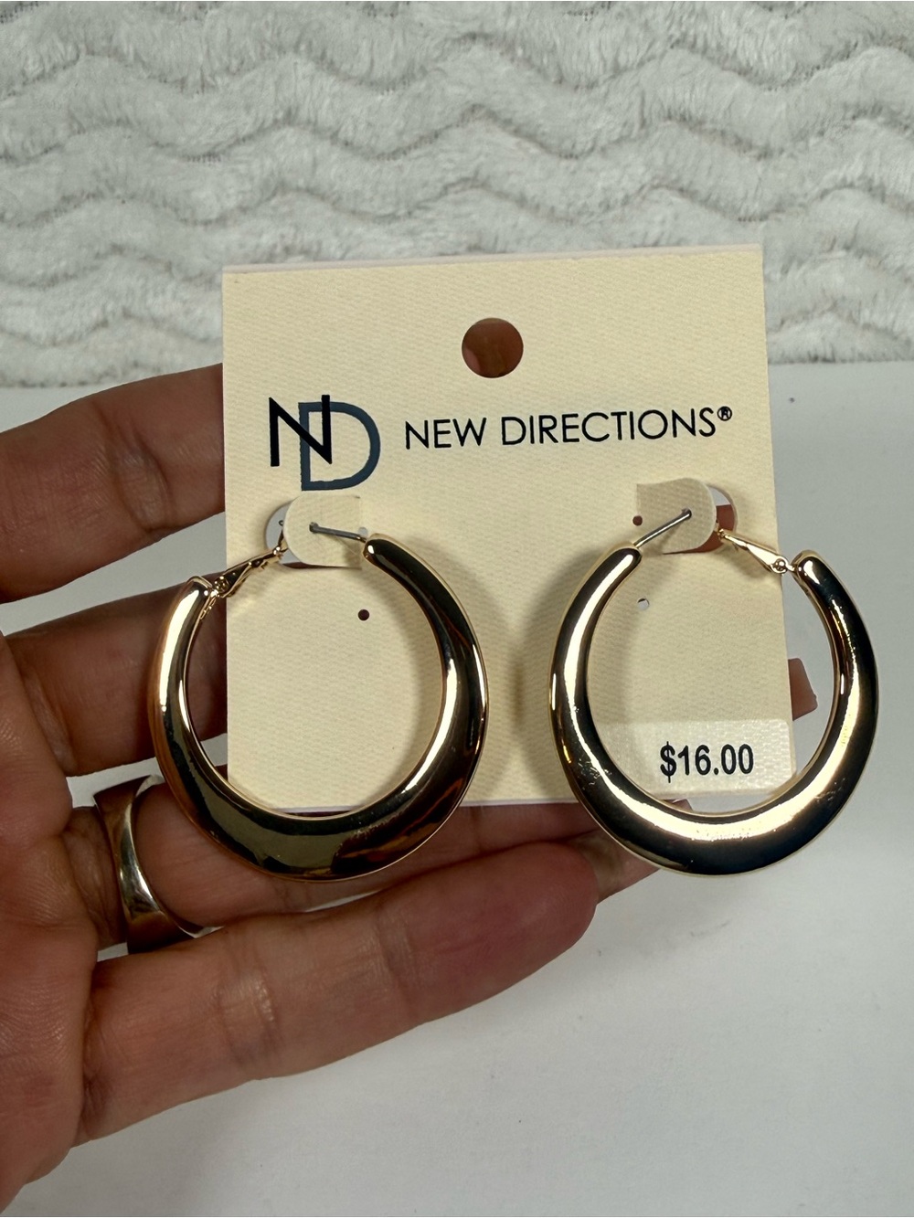 new directions Gold Hoop Earrings - Shiny Chunky Hoops